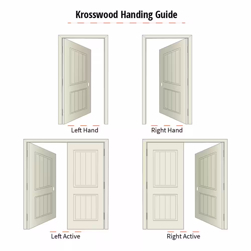 Krosswood Doors 24 in. x 96 in. Primed MDF 2 Panel Right Hand Prehung Interior Louver Door