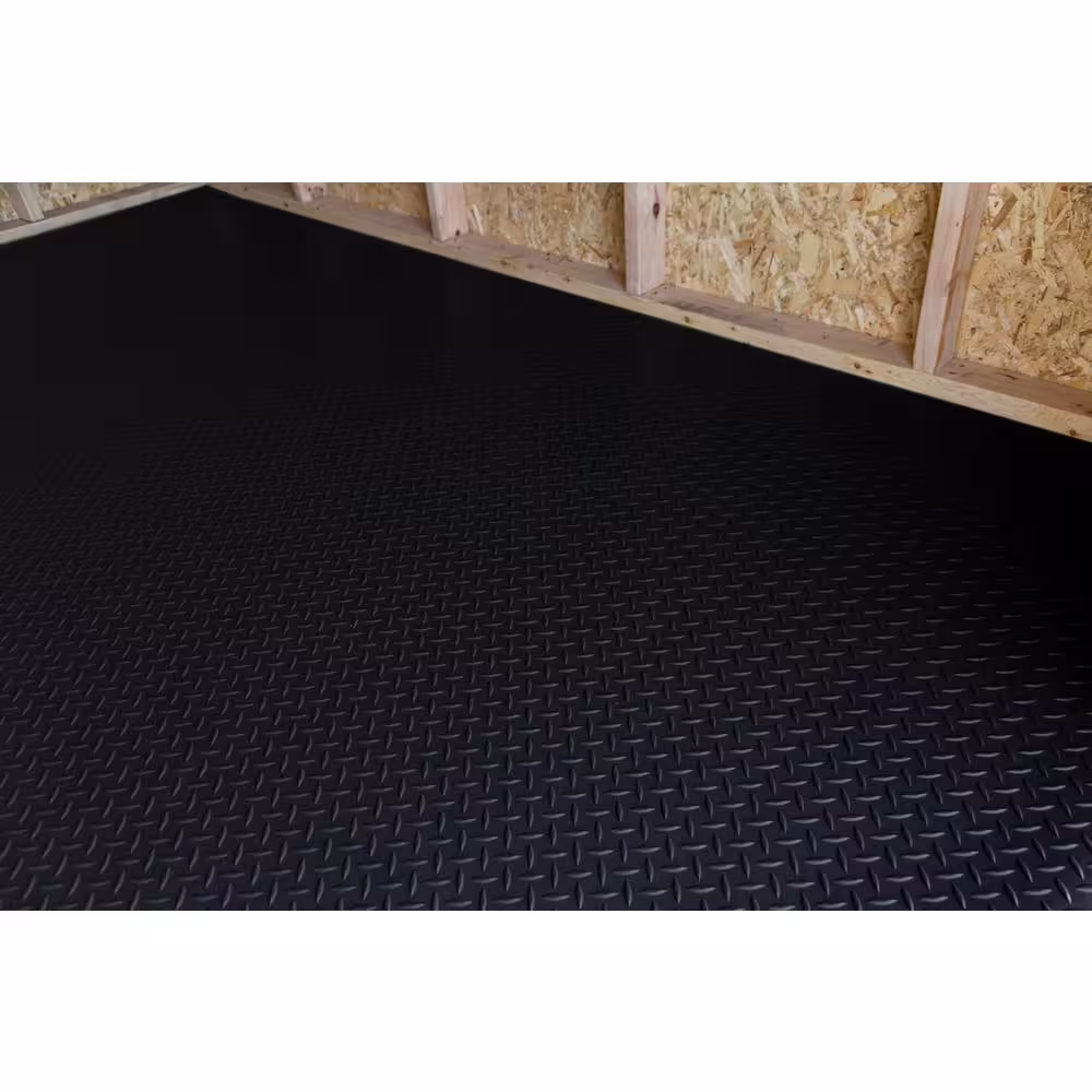 G-Floor Shed Flooring Midnight Black Diamond Tread Commercial Vinyl Sheet Flooring (8 ft. W x 8 ft. L)
