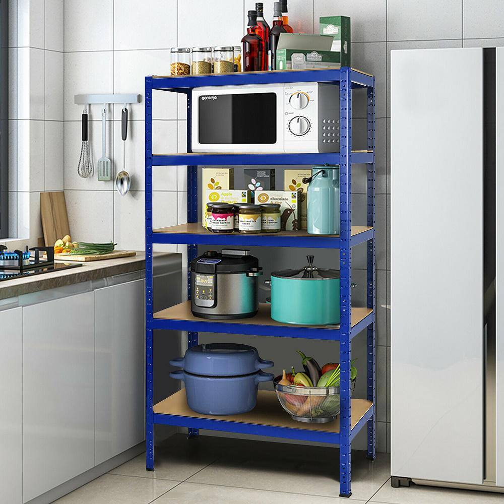 Costway 3PCS 72'' Heavy Duty Steel 5 Level Garage Shelf Storage Adjustable Shelves Navy