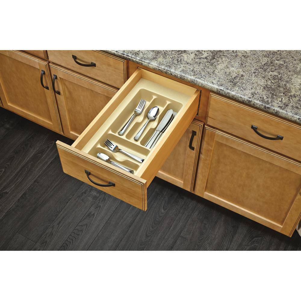Rev-A-Shelf 2.375 in. H x 11.5 in. W x 21.25 in. D Small Almond Cutlery Tray Drawer Insert