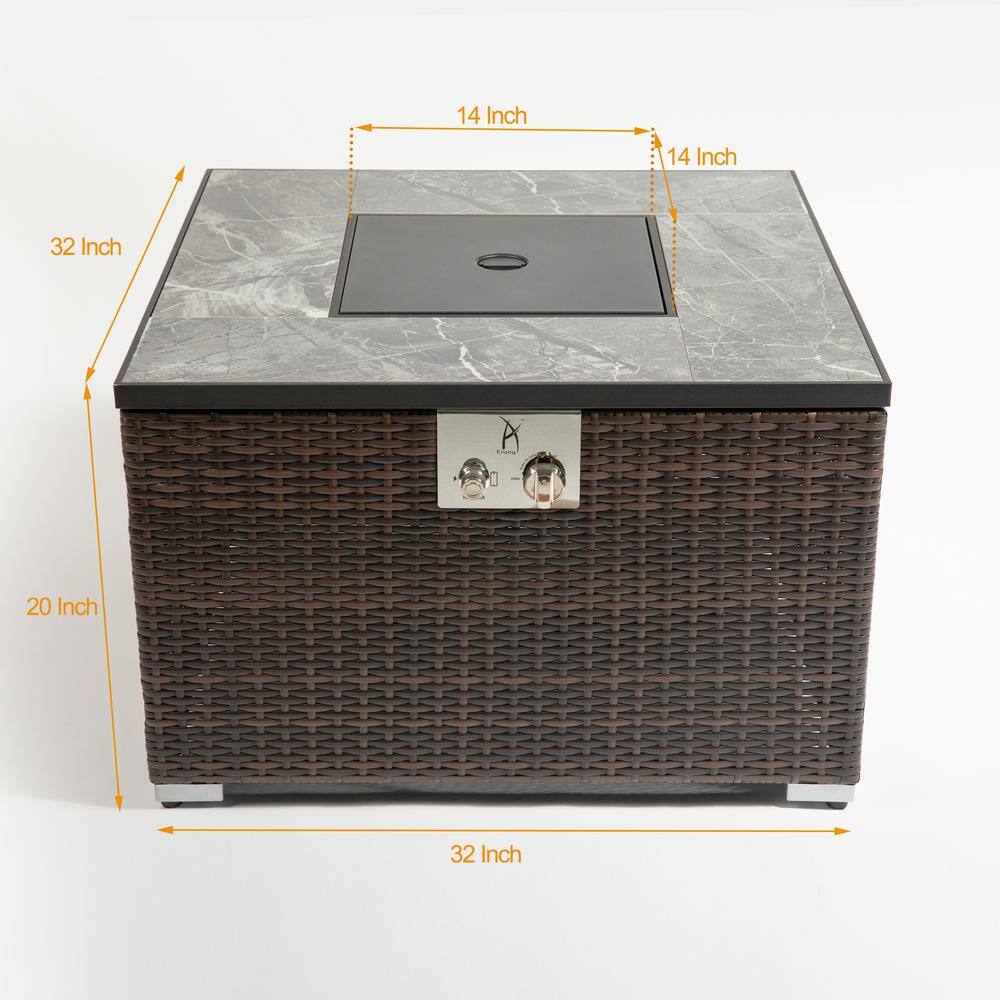 moda furnishings Rose Brown Square Wicker Outdoor Fire Pit Table