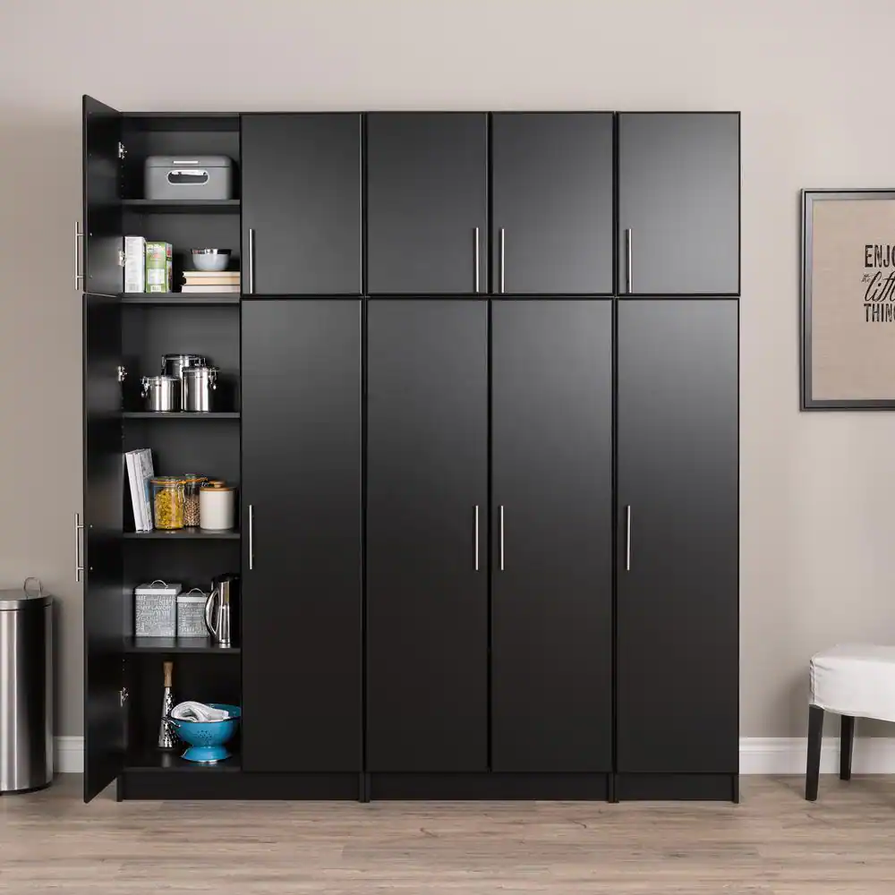 Prepac Wood Freestanding Garage Cabinet in Black (16 in. W x 65 in. H x 16 in. D)