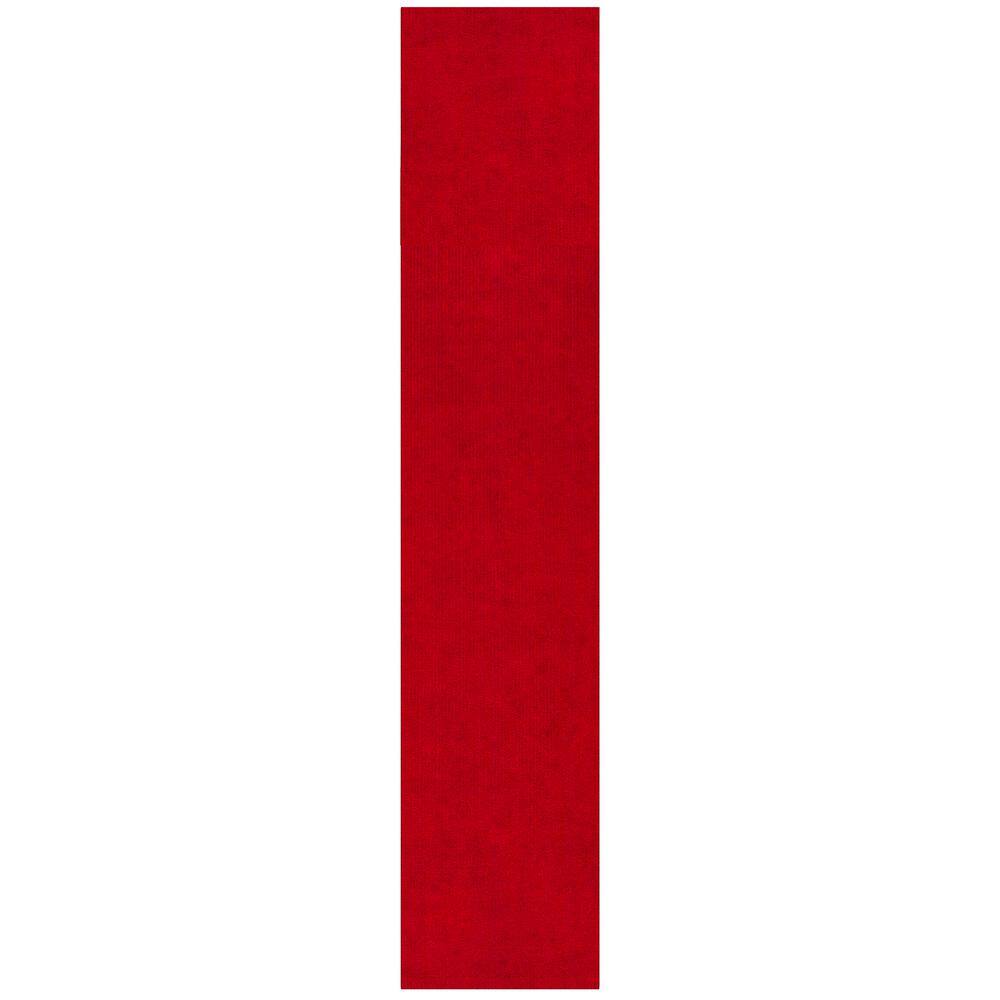 Ottomanson Scrabe Rib Waterproof Non-Slip Rubber Back Runner Rug, 2 ft. W x 28 ft. L, Red, Polypropylene Garage Flooring