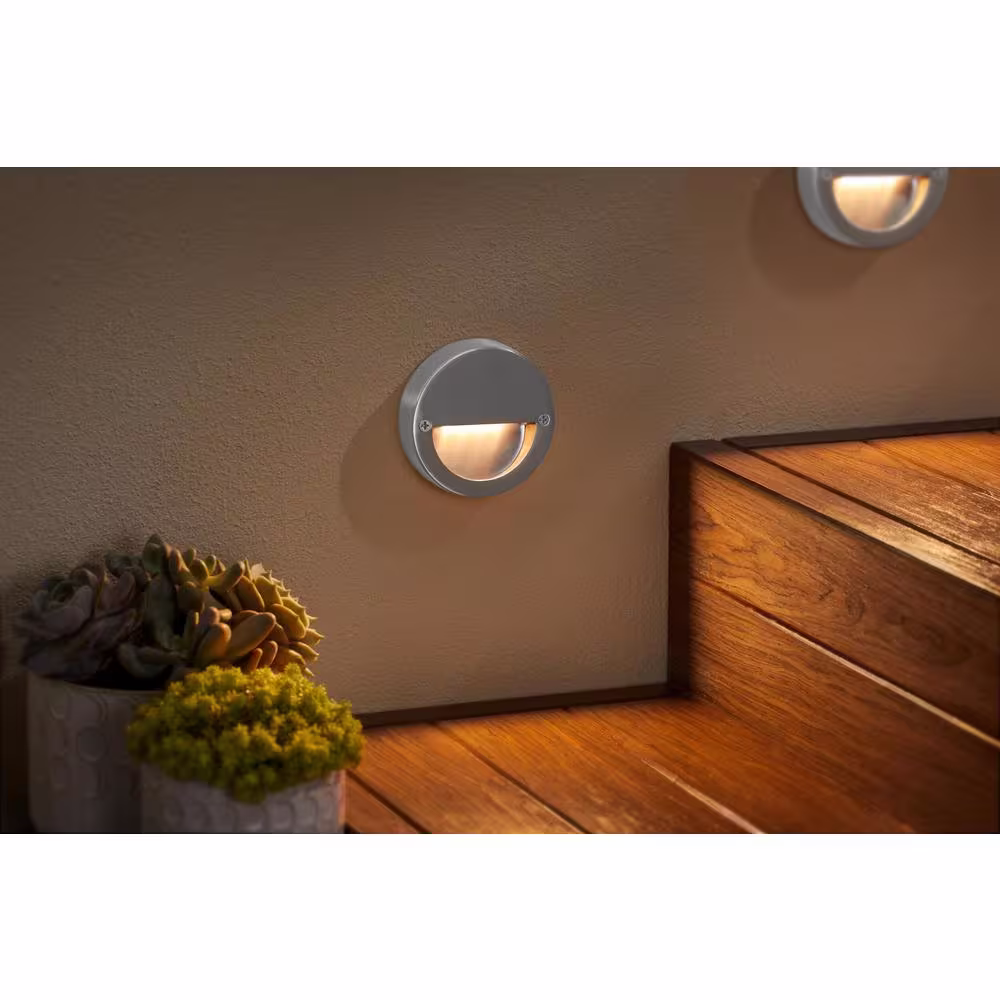 Home Decorators Collection Rodham 10-Watt Equivalent Low Voltage Brushed Nickel Hardwired LED Weather Resistant Outdoor Stair Light
