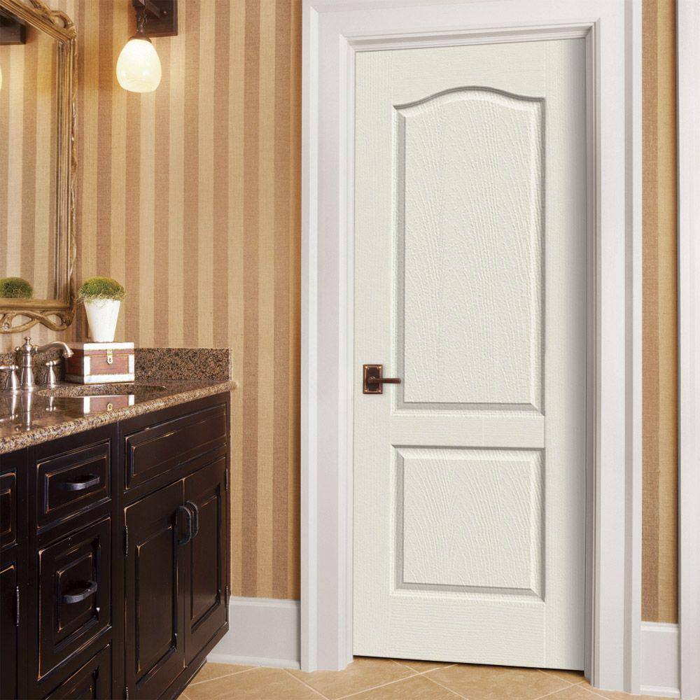 JELD-WEN 32 in. x 80 in. Camden White Painted Right-Hand Textured Molded Composite Single Prehung Interior Door