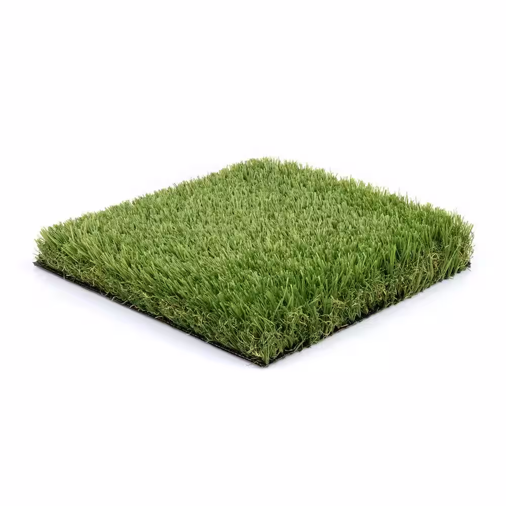 None 15 ft. W x Cut to Length Green and Tan Quick Draining Artificial Grass Turf