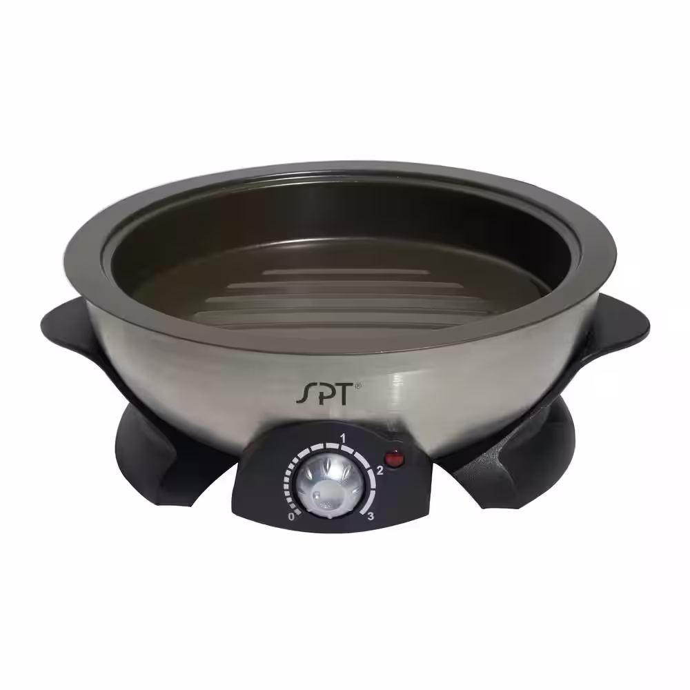 SPT Shabu Shabu 3 Qt. Stainless Steel Electric Multi Cooker with-Glass Lid