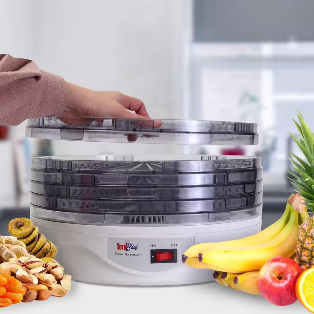 Total Chef Countertop Food Dehydrator, 5-Tray Food Dryer for Fruit Snacks, Jerky, Dog Treats, Herbs