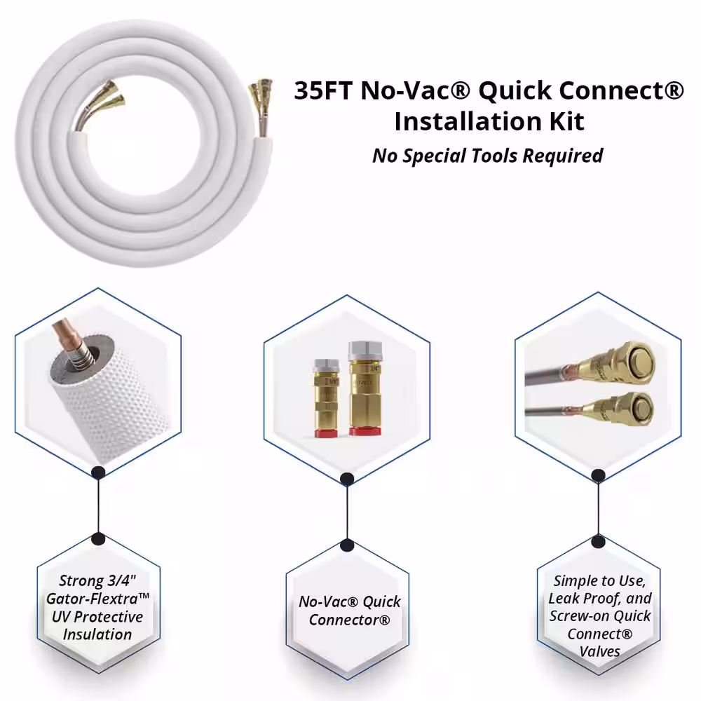 MRCOOL DIY Universal 54000 BTU 17 SEER R410A Split System Heat Pump with 35 ft. NoVac Install Kit & 20kW Heatkit -208/230-Volt