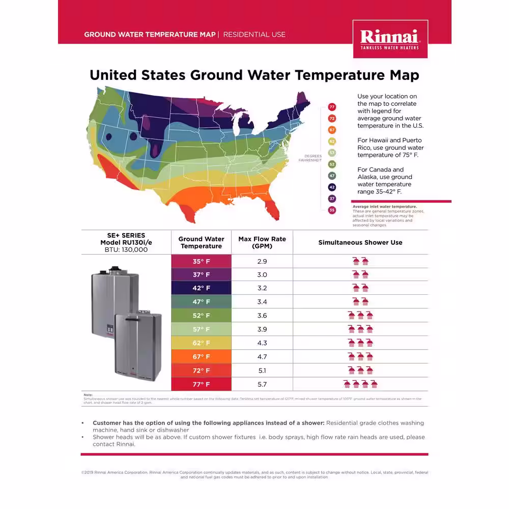 Rinnai Super High Efficiency Plus 7 GPM Residential 130,000 BTU Natural Gas Interior Tankless Water Heater