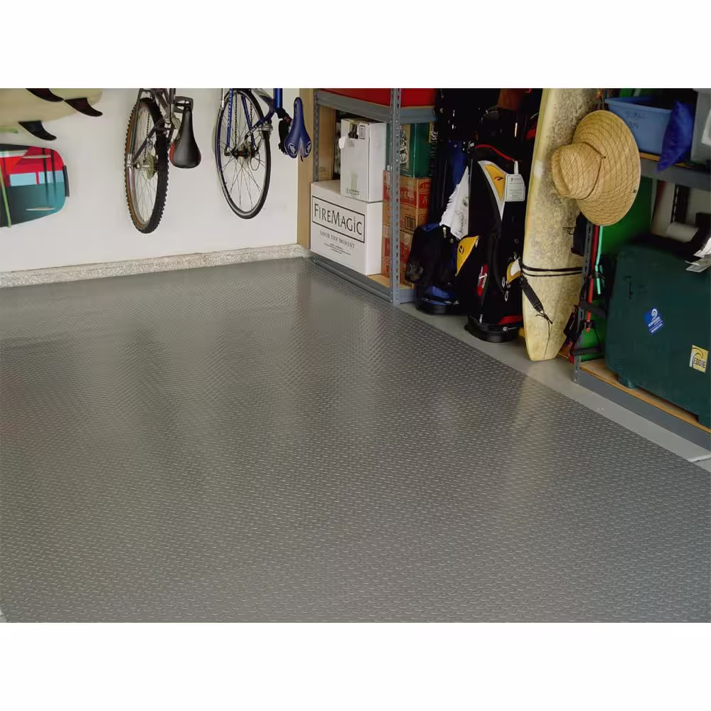 Diamond Deck 7.5 ft. x 20 ft. Pewter Textured PVC Large Car Mat