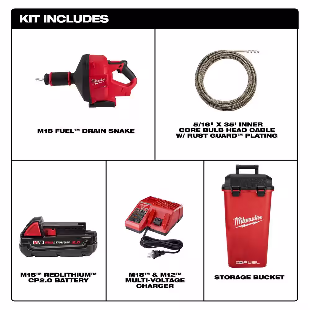 Milwaukee M18 18 Volt Lithium Ion 3/8 in x 75 ft Cable Cordless Drain Cleaning Drum Machine Kit w/X Large Cut 1 Work Gloves (3PK)