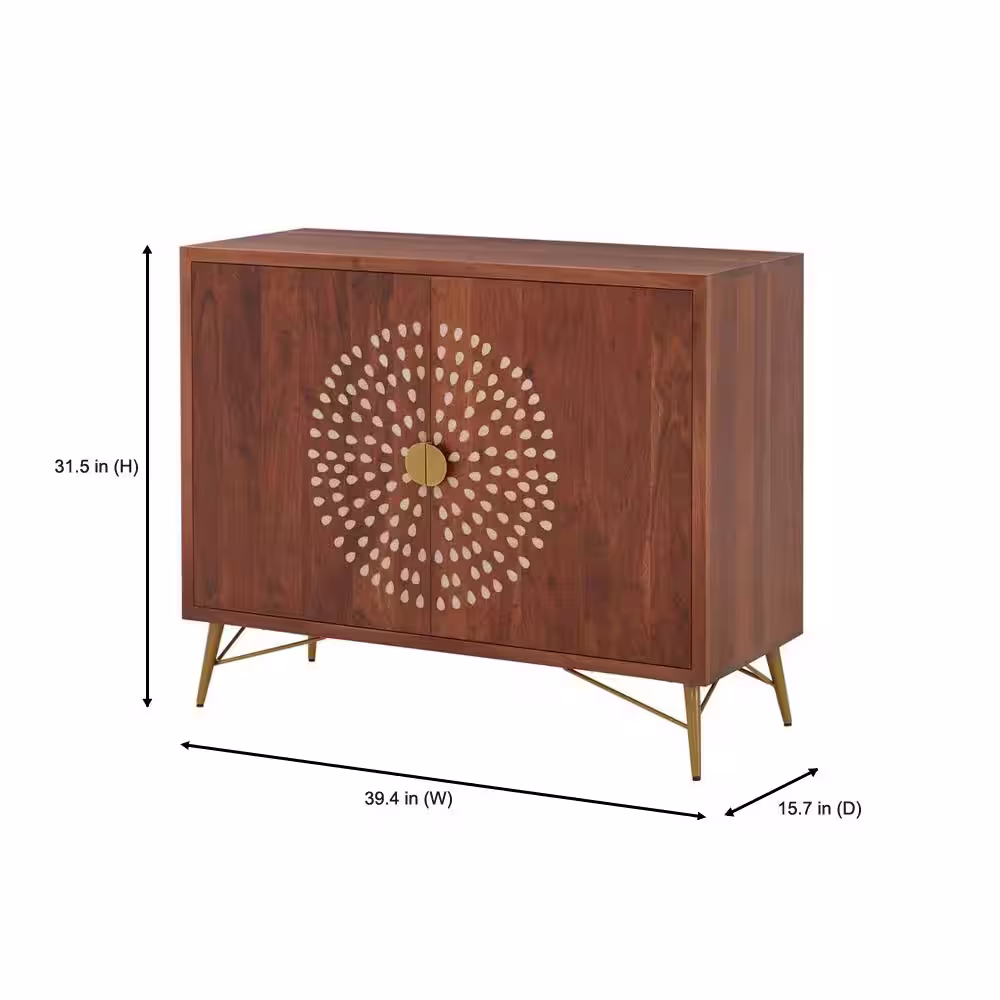 Home Decorators Collection Natural Finish Wood Accent Cabinet with Inlay Design (39.40 in. W x 31.50 in. H)