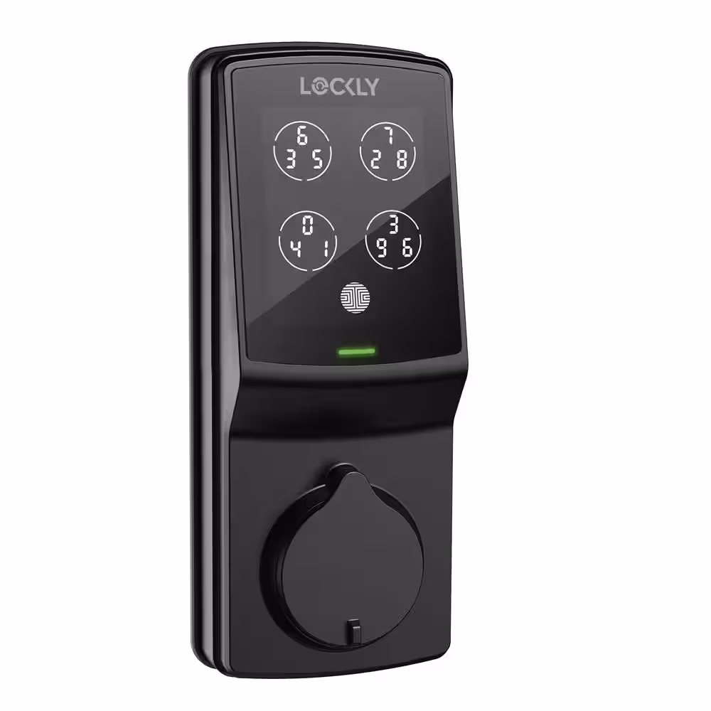 Lockly Secure Pro Matte Black Deadbolt WiFi Smart Lock Mobile app-controlled, 3D Fingerprint, Keypad, works w/ Hey Google/Alexa