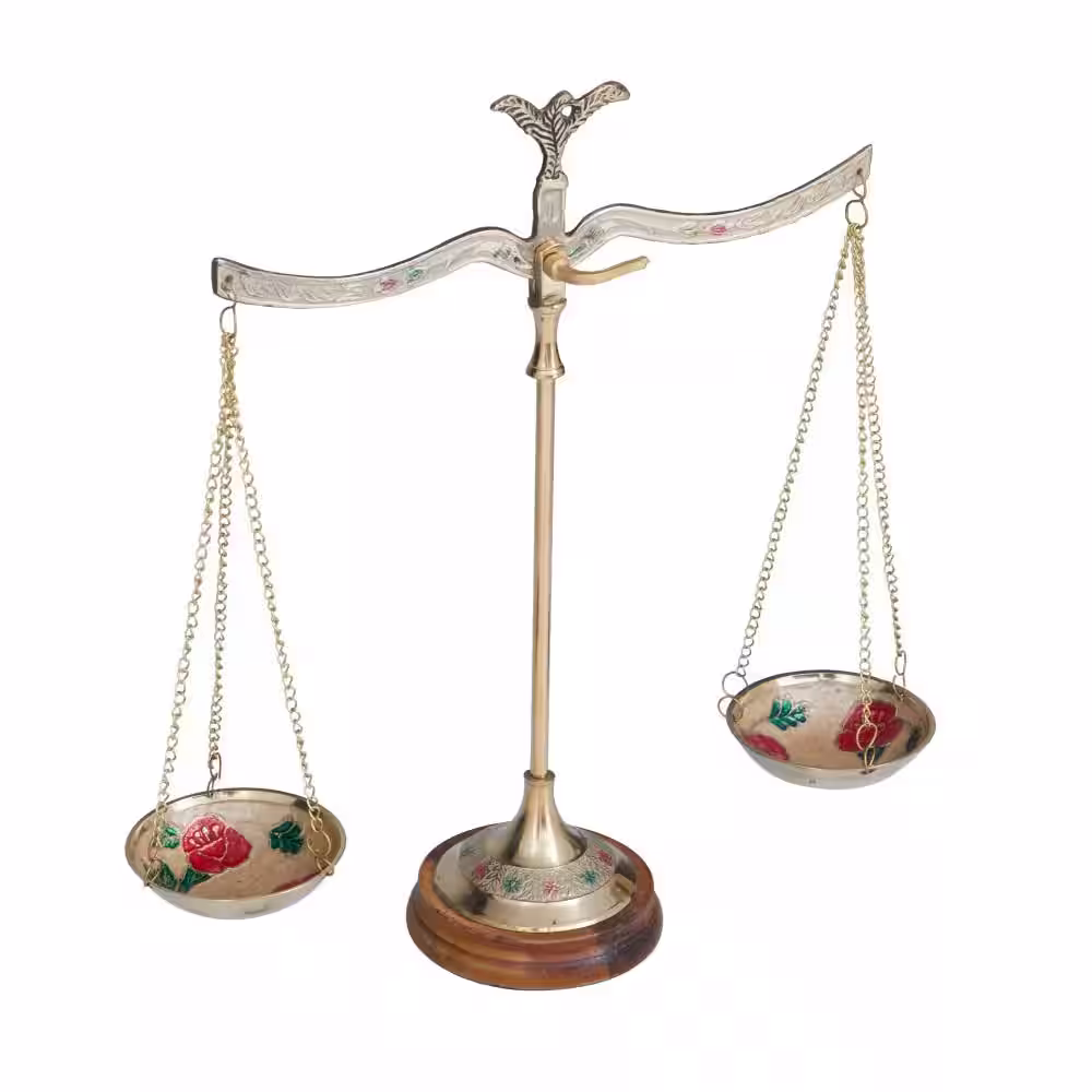 Litton Lane Gold Metal Kitchen Scales with Floral Patterns