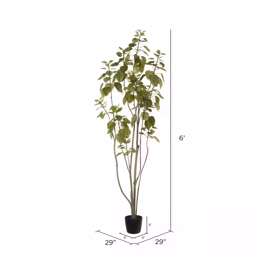 Vickerman 6 ft. Artificial Cotinus Coggygria Tree with Pot-Green