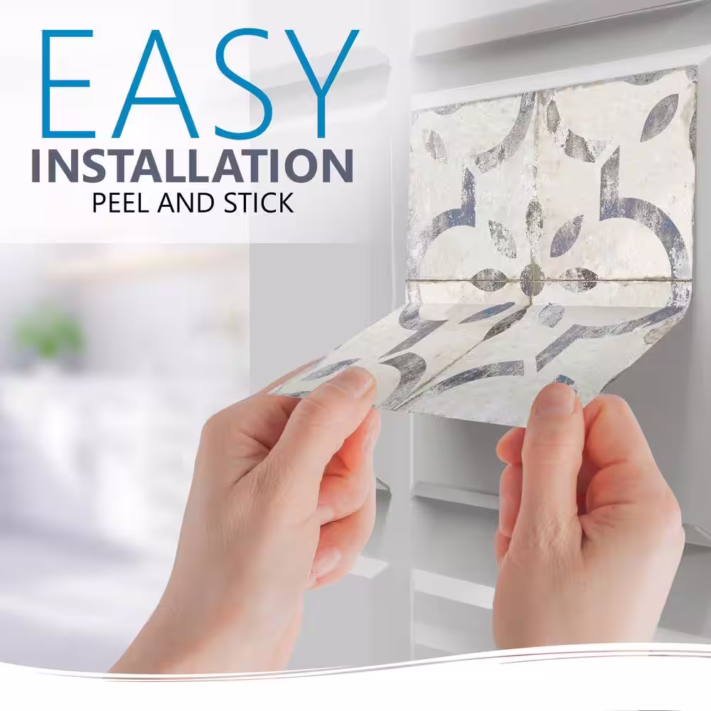None Grey and Blue R23 6 in. x 6 in. Vinyl Peel and Stick Tile (24 Tiles, 6 sq. ft./Pack)