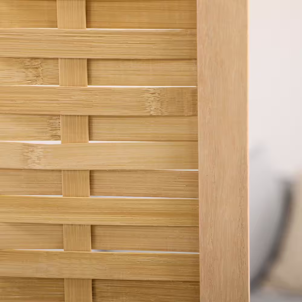 HOMCOM Natural wood 63 in. L x 0.75W x 67 in. H Hand-Wove, Bamboo Room Divider