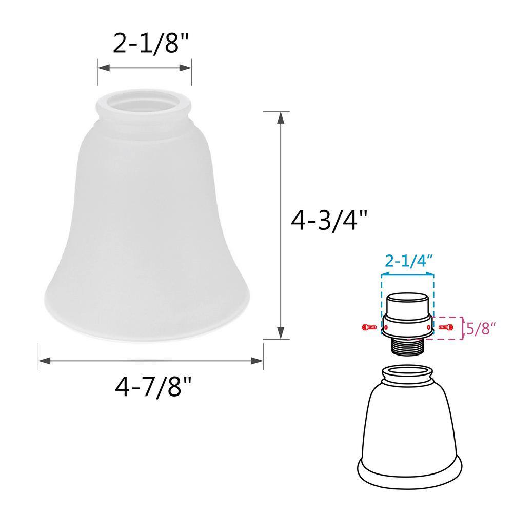 Aspen Creative Corporation 4-3/4 in. Frosted Bell Ceiling Fan Replacement Glass Shade (4-Pack)