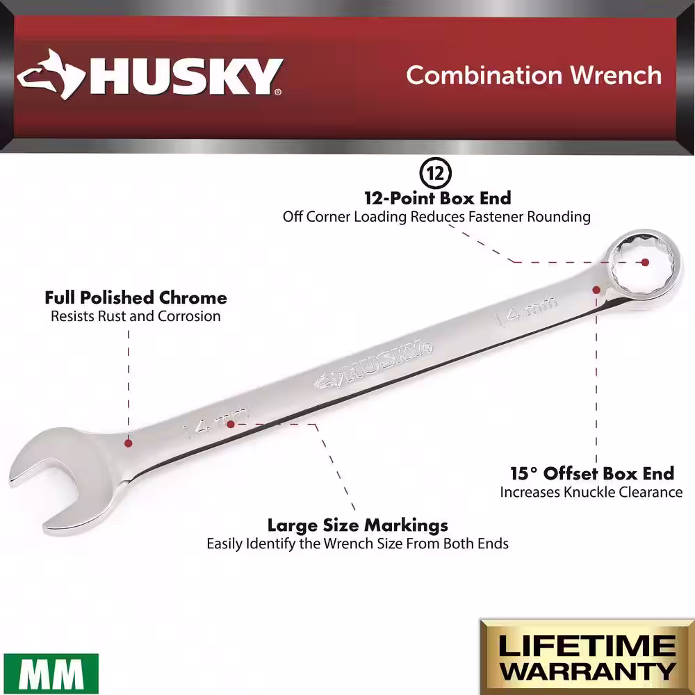 None 30 mm 12-Point Full Polish Combination Wrench