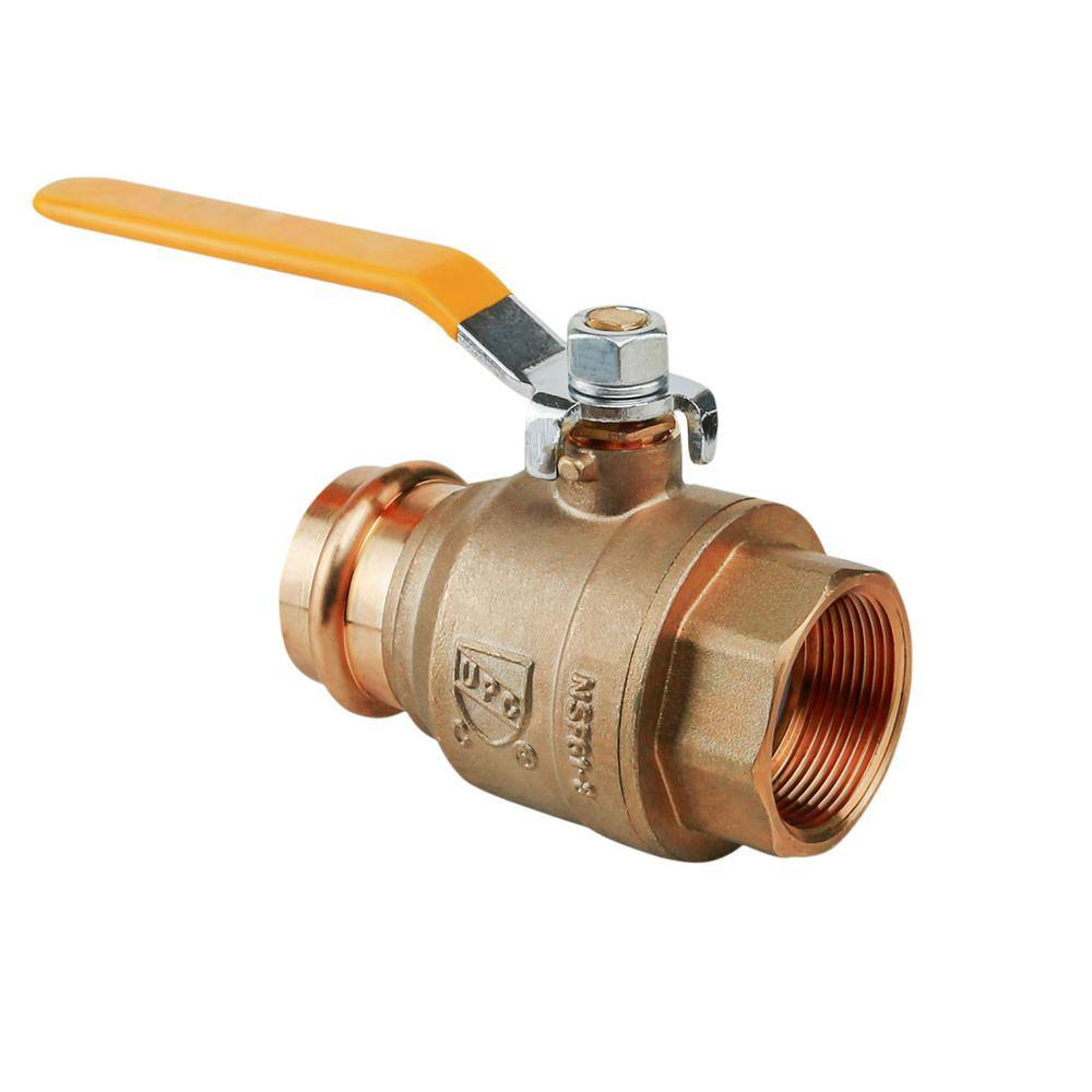 The Plumber's Choice 1-1/4 in. Brass Press x FIP Adapter Ball Valve
