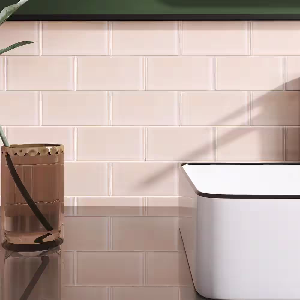 MOLOVO Crystile Beige 3 in. X 6 in. Glossy Glass Subway Tile (10 sq. ft./Case)