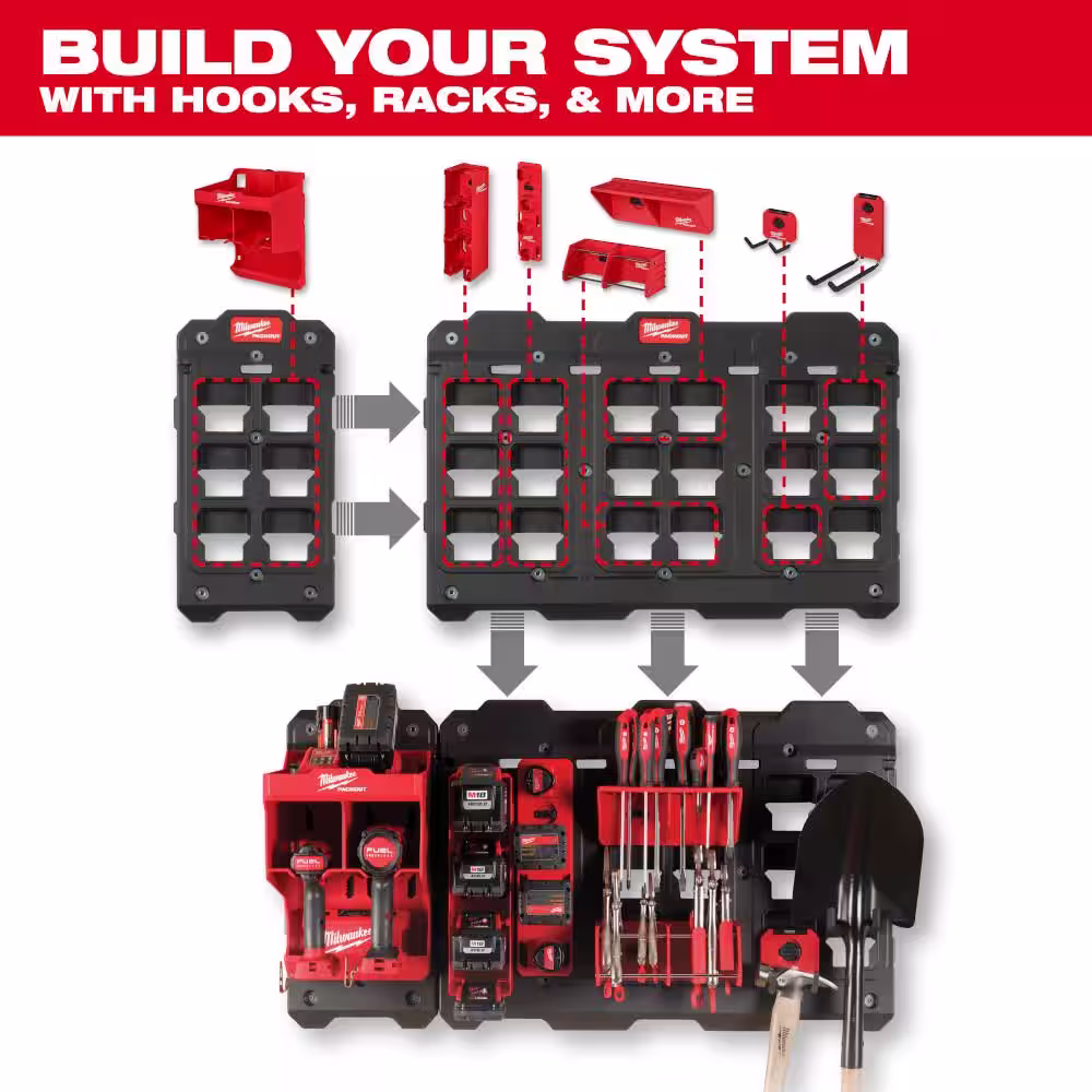 Milwaukee Packout M12 Battery Rack with Packout Large Wall Plate