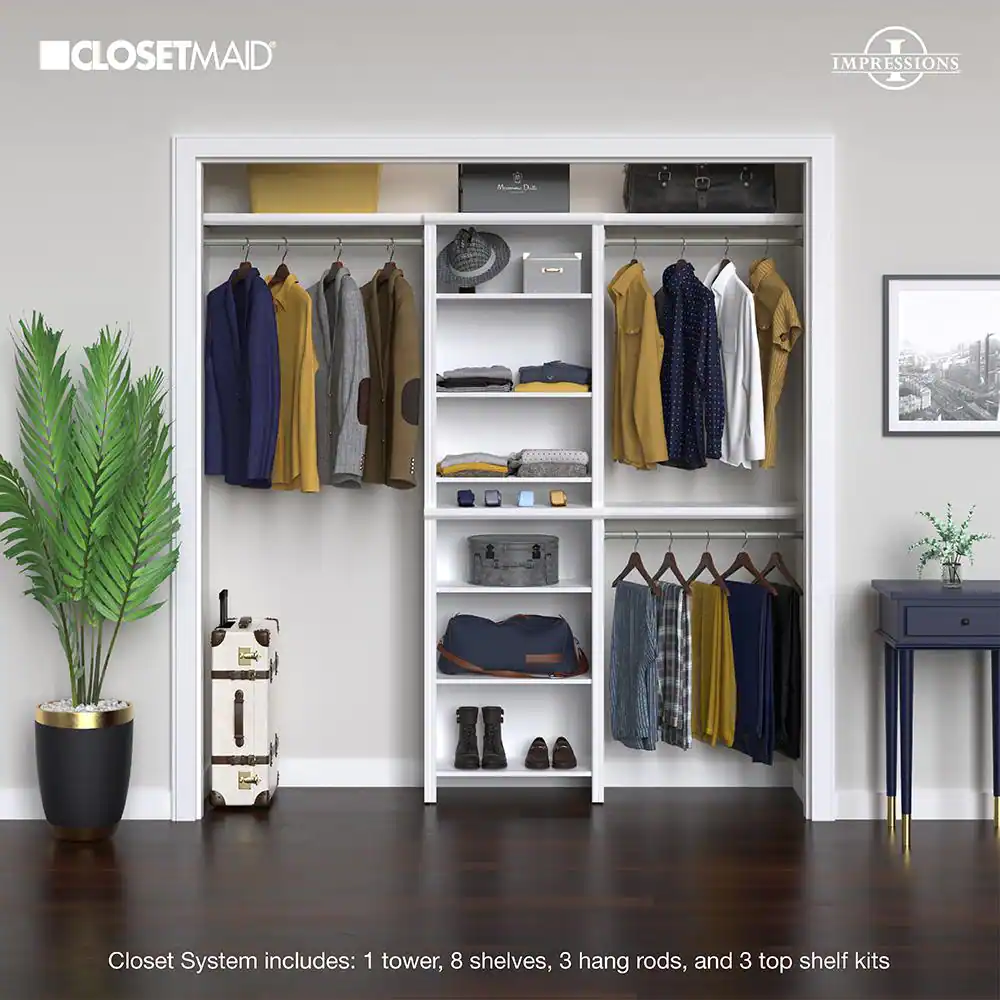 ClosetMaid Impressions Basic 60 in. W - 120 in. W White Wood Closet System