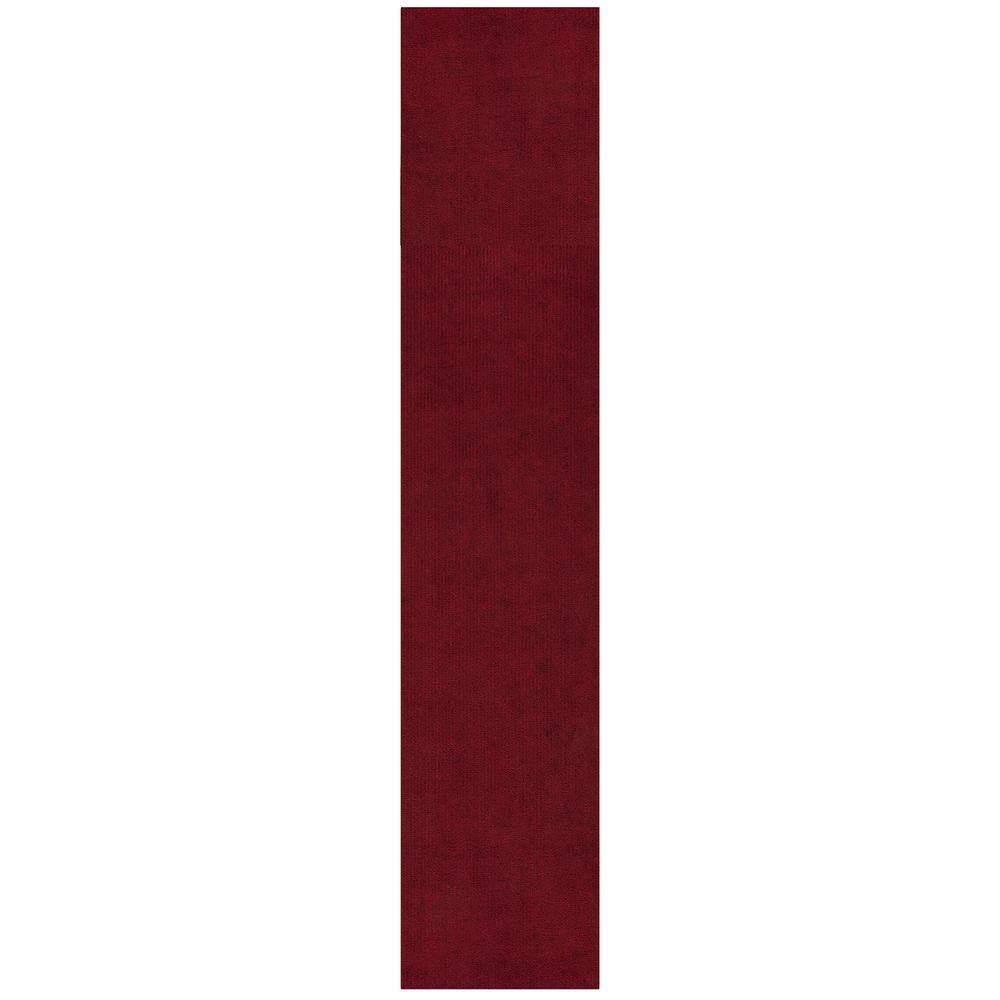 Sweet Home Stores Ribbed Waterproof Non-Slip Rubber Back Solid Runner Rug 2 ft. W x 19 ft. L Red Polyester Garage Flooring