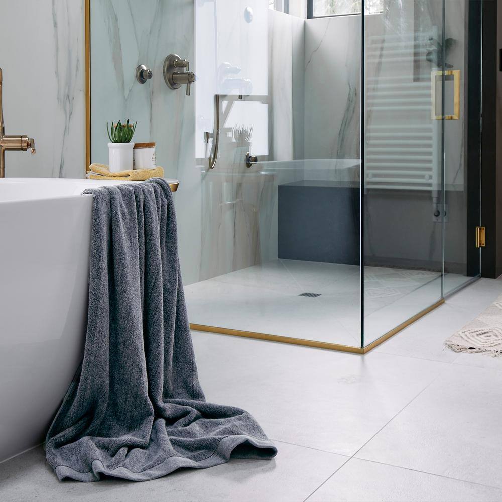 None Melange Viscose from Bamboo Cotton Bath Sheet Set - Charcoal (1 Bath Sheet, 2 Hand Towels)