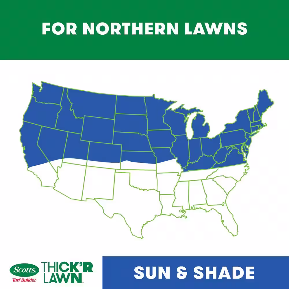 Scotts Turf Builder 12 lbs. 1,200 sq. ft. THICK'R LAWN Grass Seed, Fertilizer, and Soil Improver for Sun & Shade