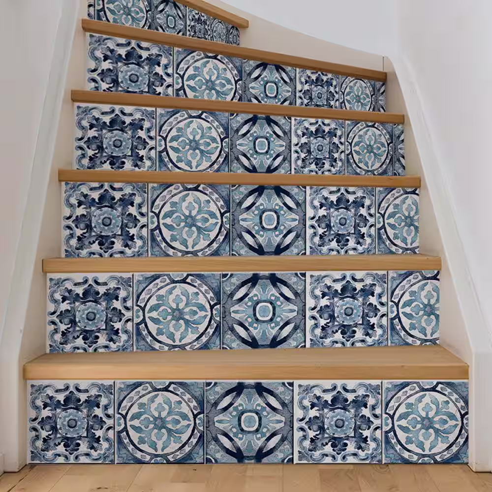 WallPops Mykonos Navy Peel and Stick Stair Stripe Decal