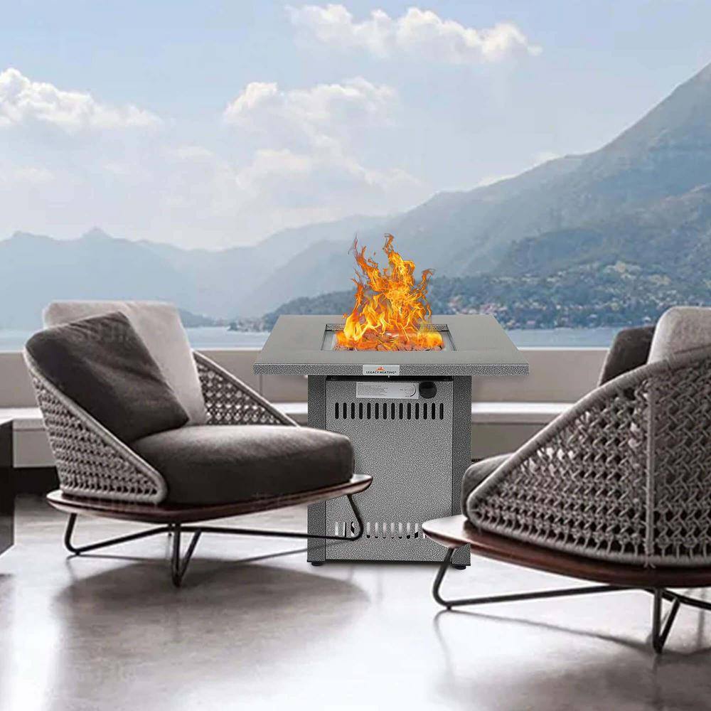 Sireck Silver Square Metal Fire Pit Table