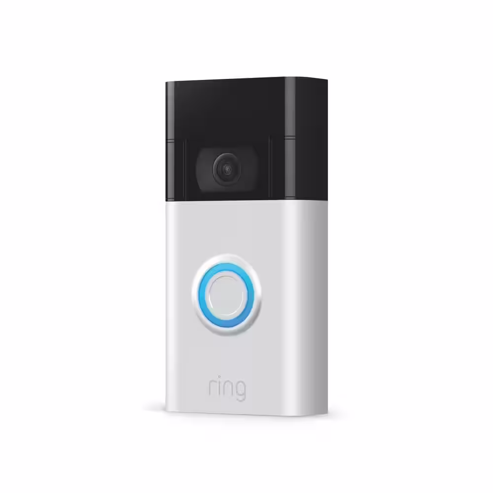 Ring Video Doorbell - Satin Nickel with Indoor Cam 2nd Gen, White