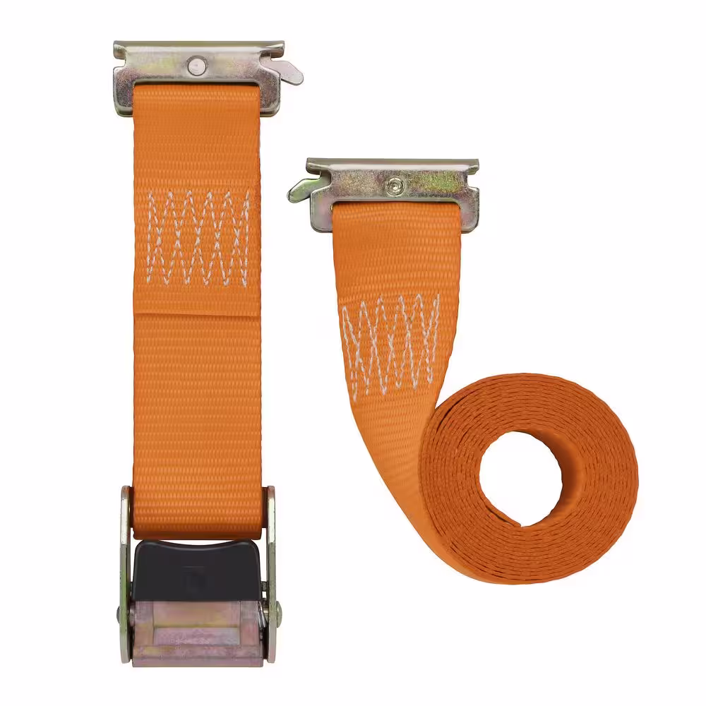 CargoSmart 2 in. x 12 ft. 2000 lbs. Orange Cambuckle Ratchet Strap for X-Track/E-Track Systems (2-Pack)
