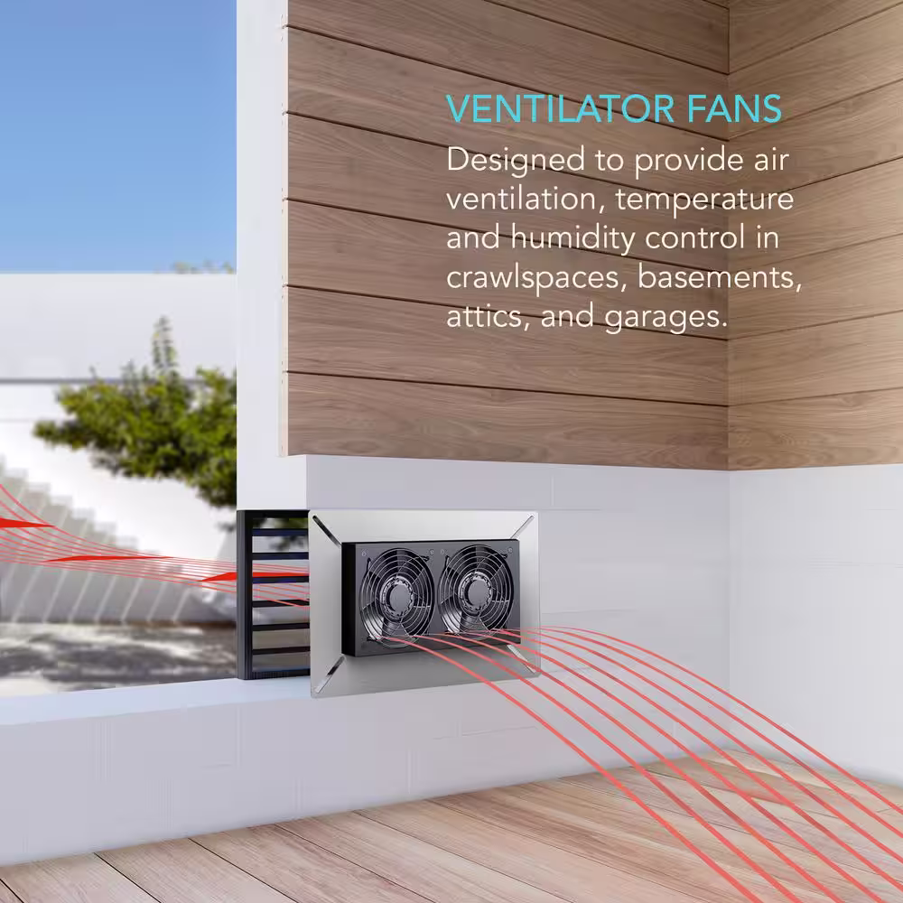 AC Infinity Airtitan T7 240 CFM Indoor Wall Mount Crawlspace Basement Ventilator Exhaust Fan Temperature and Dehumidistat Controller