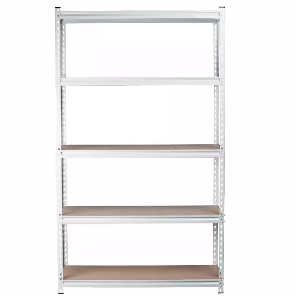 None White 5-Tier Boltless Tier Height Adjustable Garage Steel Storage Rack Shelving Units (30 in W x 60 in H x 12 in D)