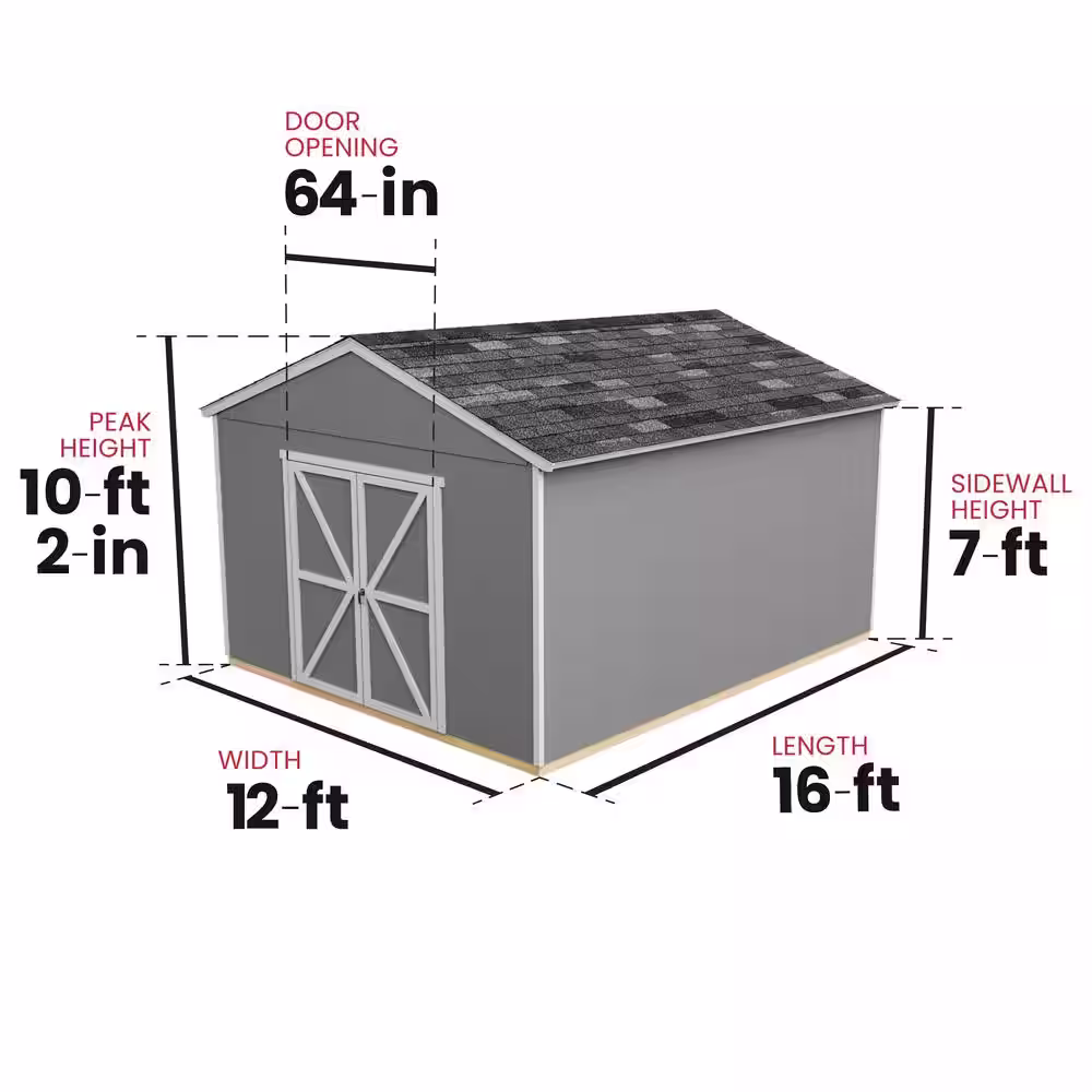 Handy Home Products Professionally Installed Astoria 12 ft. x 16 ft. Outdoor Wooden Shed with Smartside and Onyx Black Shingle (196 sq. ft.)