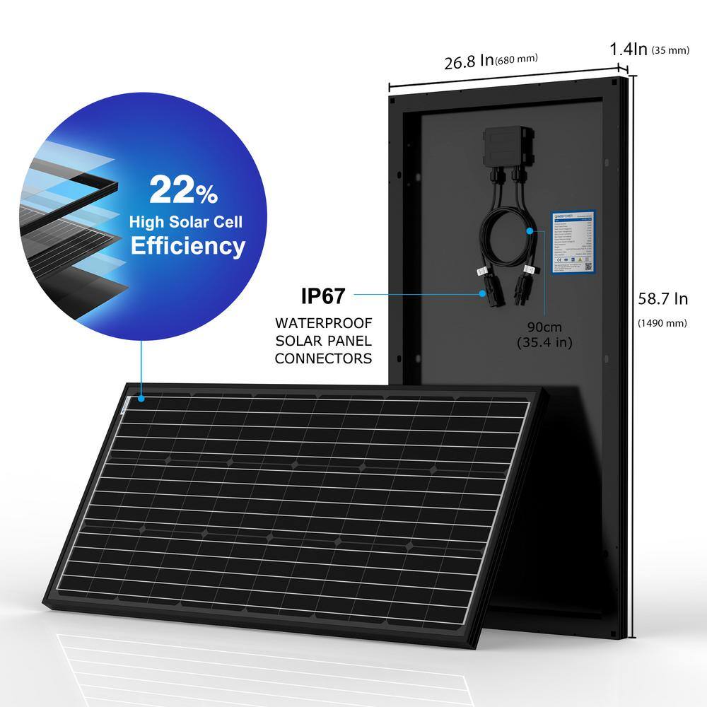 ACOPower 200-Watt Black Monocrystalline OffGrid Solar Power Kit, 1 x 200-Watt Solar Panel with 20 Amp PWM Charge Controller
