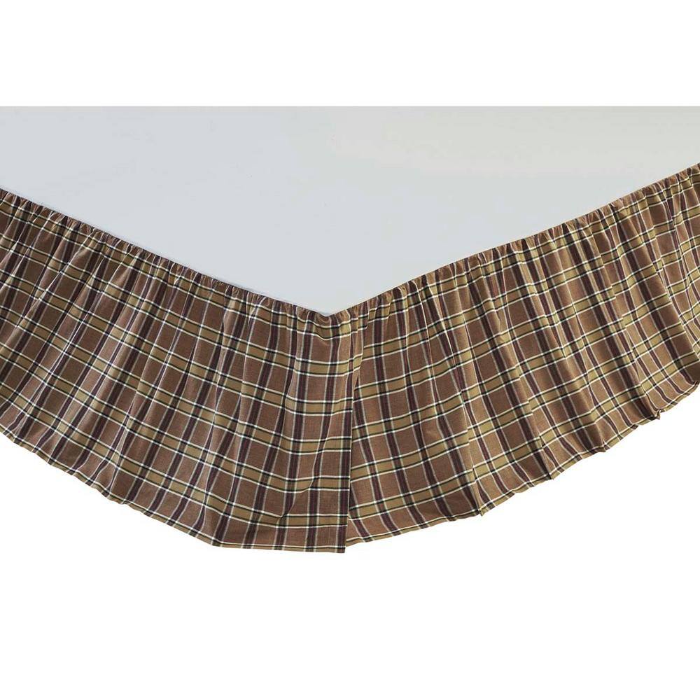 VHC Brands Wyatt 16 in. Khaki Green Red Black Plaid Twin Bed Skirt