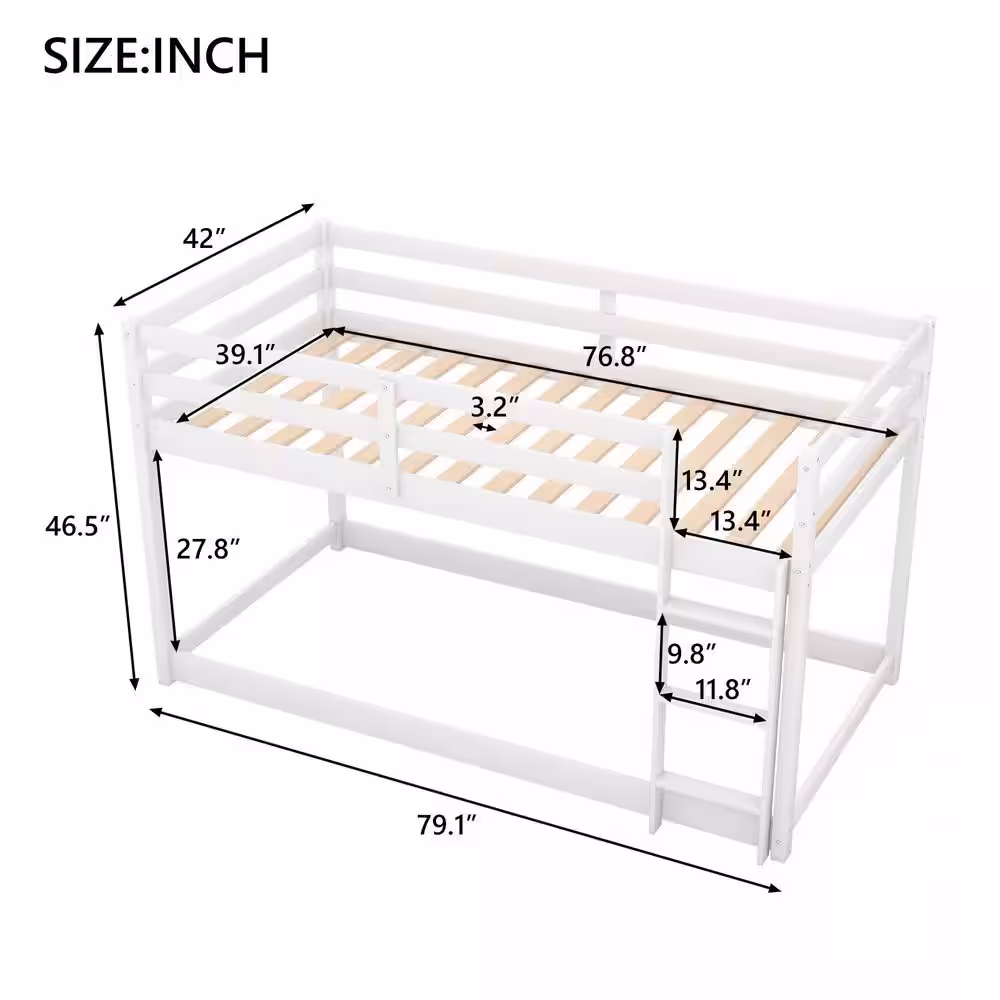 Harper & Bright Designs White High Quality Twin Over Twin Bunk Bed