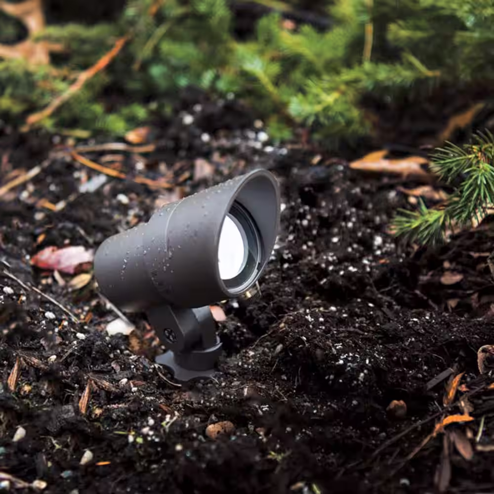 None Mini Accent 420 Lumens Bronze Low Voltage LED Outdoor Spotlight with IP66 Rated and 3000K LED