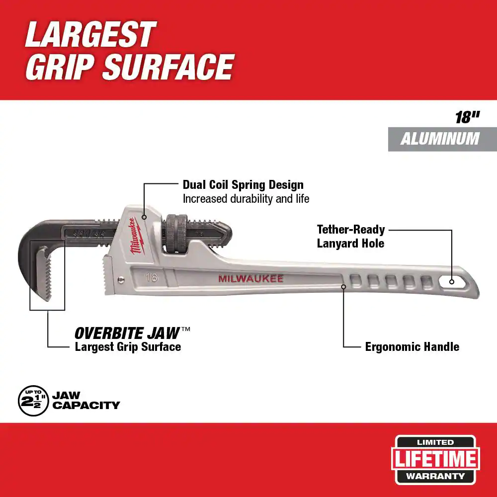 Milwaukee 18 in. Aluminum Pipe Wrench