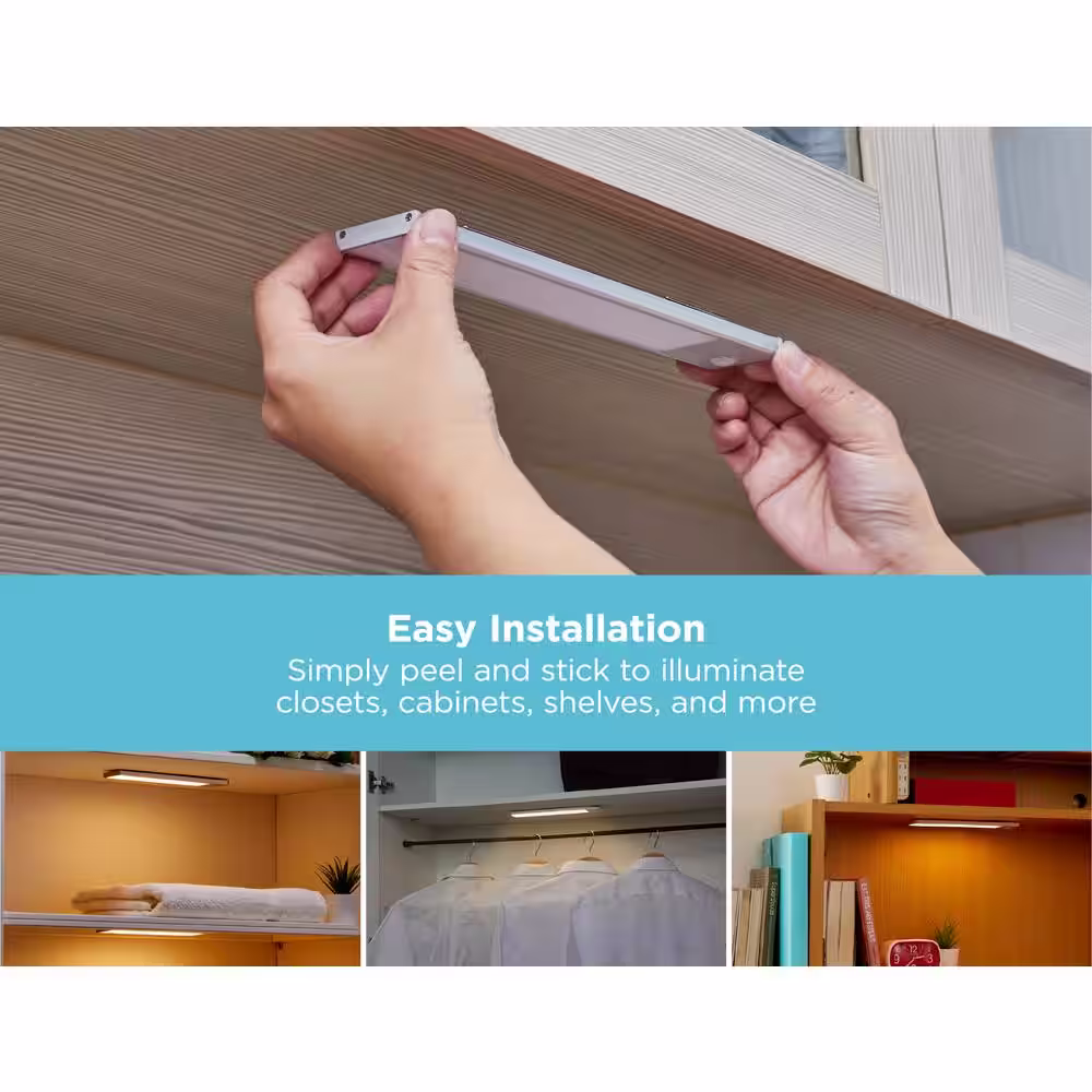 BLACK+DECKER 9 in. LED Warm White 1-Bar Rechargeable Under Cabinet Lighting Kit