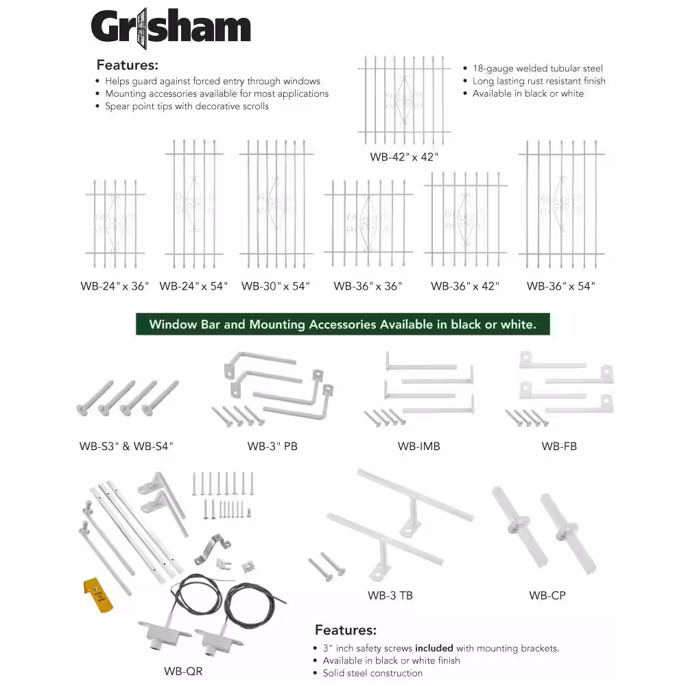Grisham 3 in. One-Way Screws for Window Bar, White (4-Pack)