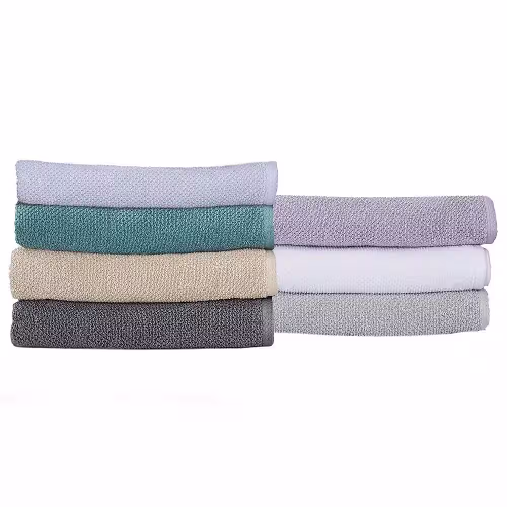 FRESHFOLDS Blue Solid 100% Cotton Textured Bath Towel (Set of 4)