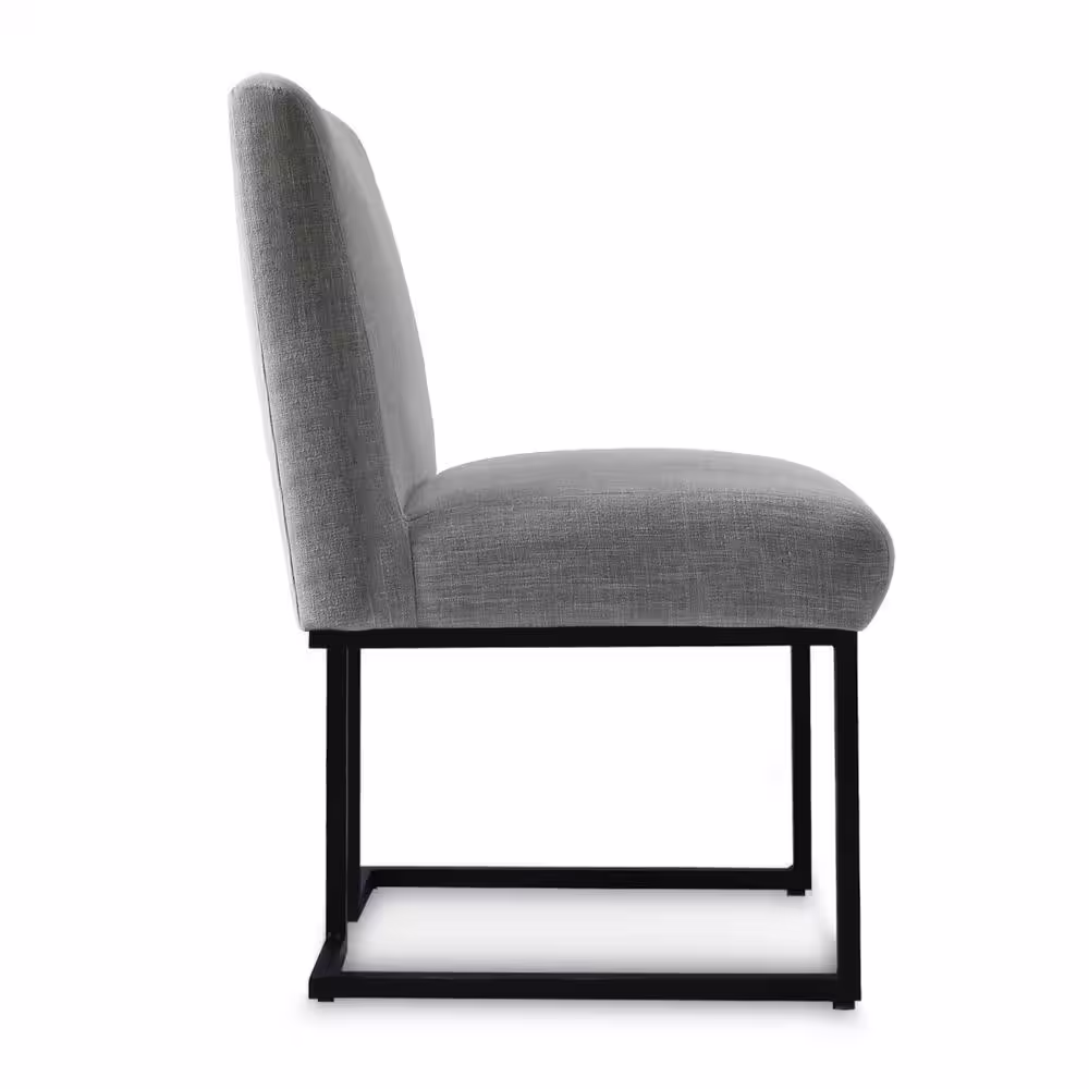 None Linen Sled Base Dining Chairs Grey (Set of 2)