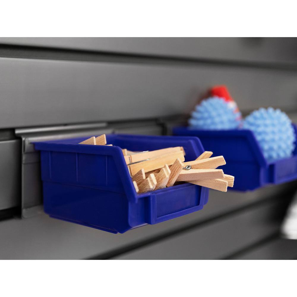 NewAge Products Steel Slatwall Blue Parts Bins (4-Pack)