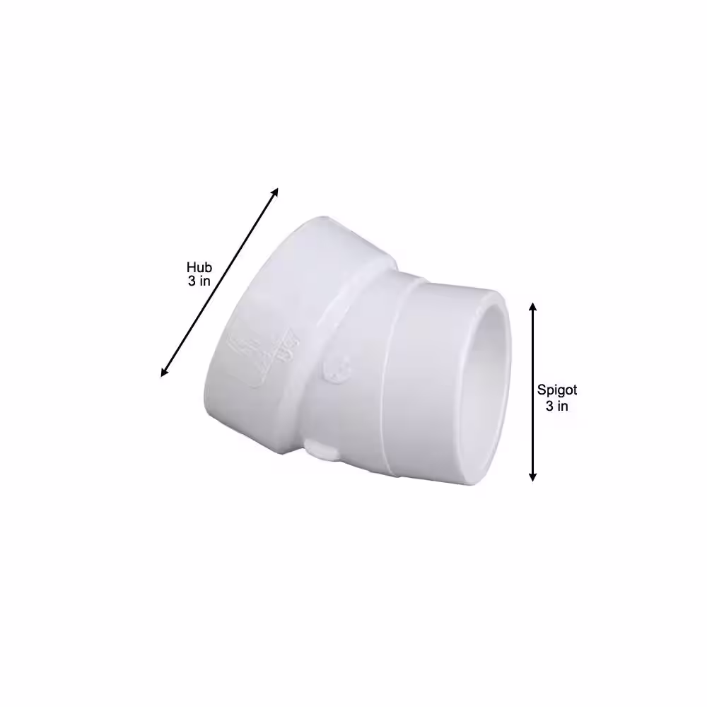NIBCO 3 in. PVC DWV 22-1/2-Degree Hub x Spigot Street Elbow