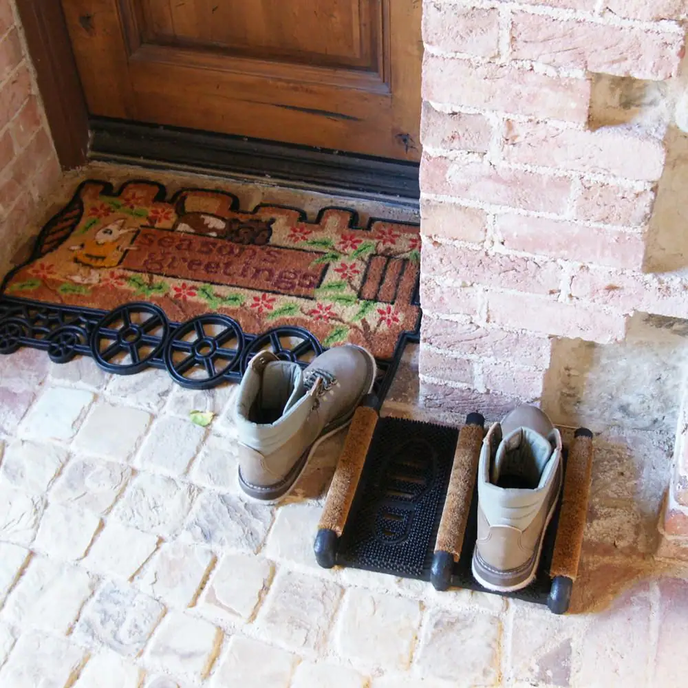 Rubber-Cal Traditional 12 in. x 16 in. Coir Boot Scraper Door Mat